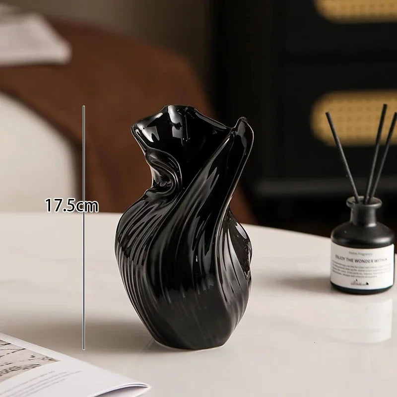 Flowform Ceramic Tabletop Vase