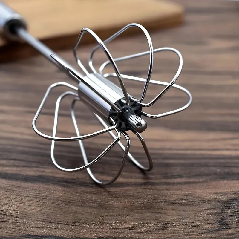 SpinWhirl™ Stainless Steel Push Egg Beater
