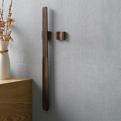 Magnetic Wooden Shoehorn with Wall Mount