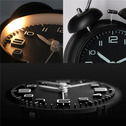 TwinBell™ Metal Alarm Clock with 3D Dial & Backlight