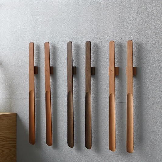 Magnetic Wooden Shoehorn with Wall Mount