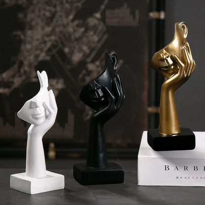 Contemplation Hand Face Sculpture