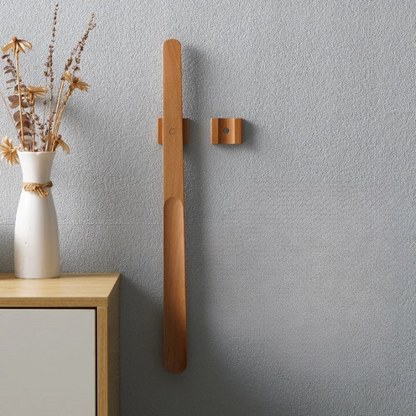 Magnetic Wooden Shoehorn with Wall Mount