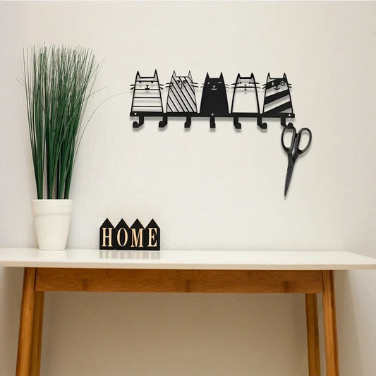 Cat Silhouette Wall-Mounted Key Holder