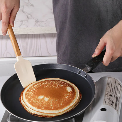 5-Piece Silicone Spatula Set – Wooden Handle Baking & Mixing Tools