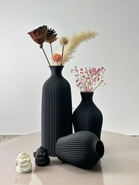 Aurora Ribbed Vase Set