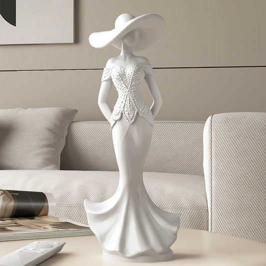 Elegance in White – Modern Lady Figurine Sculpture