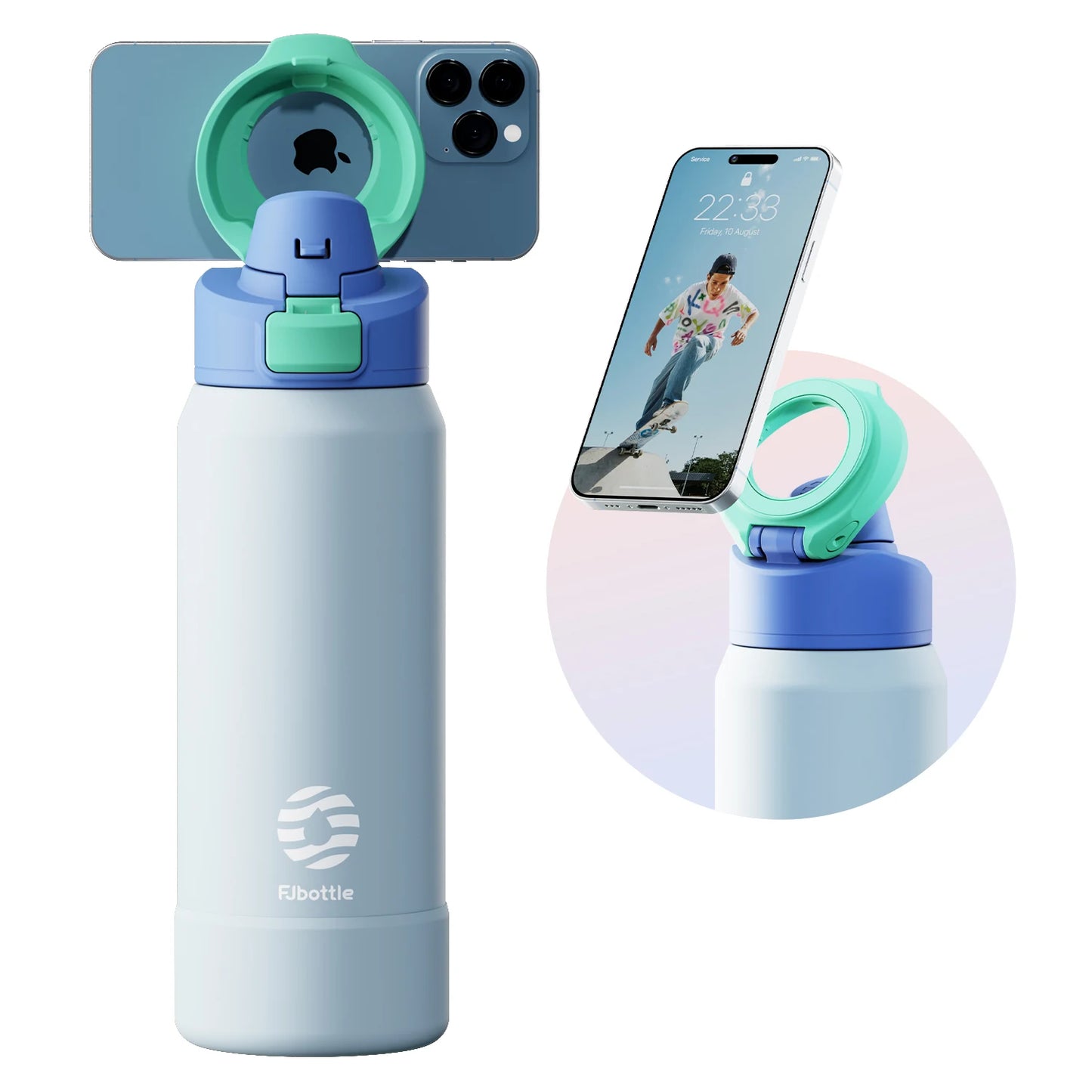 Sports Water Bottle with Magnetic Phone Holder