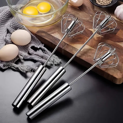 SpinWhirl™ Stainless Steel Push Egg Beater