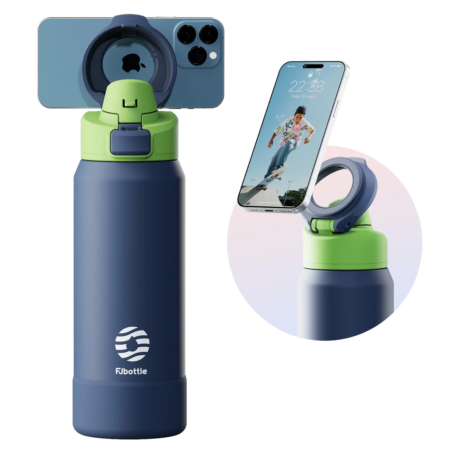 Sports Water Bottle with Magnetic Phone Holder