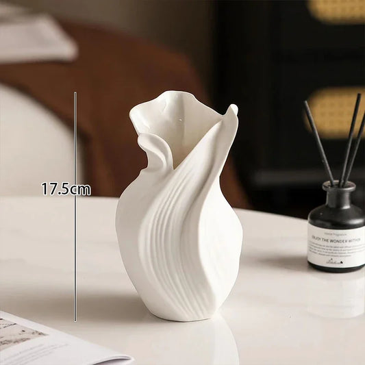 Flowform Ceramic Tabletop Vase