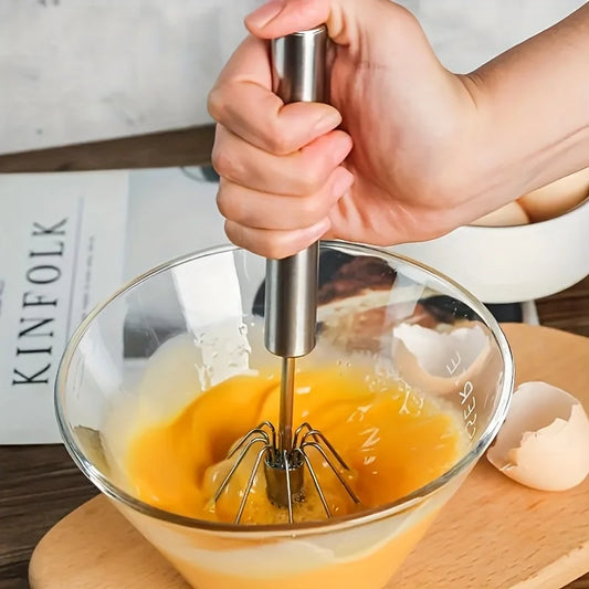 SpinWhirl™ Stainless Steel Push Egg Beater