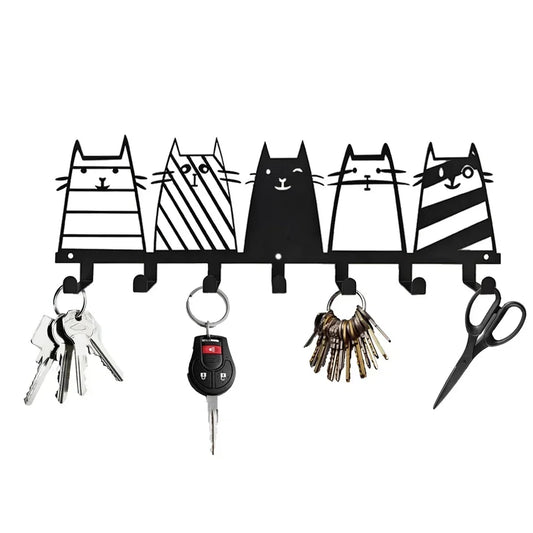 Cat Silhouette Wall-Mounted Key Holder