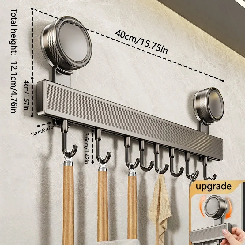Wall Kitchen Utensil Rack with Sliding Hooks