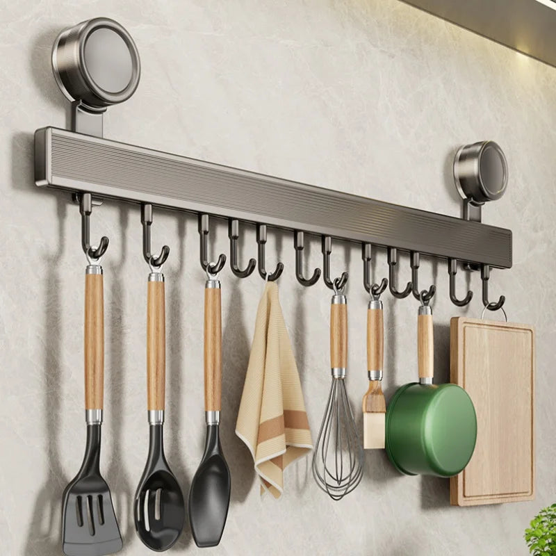 Wall Kitchen Utensil Rack with Sliding Hooks