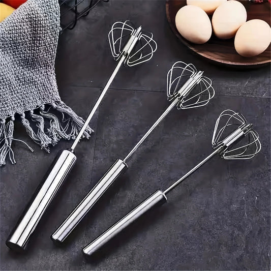 SpinWhirl™ Stainless Steel Push Egg Beater