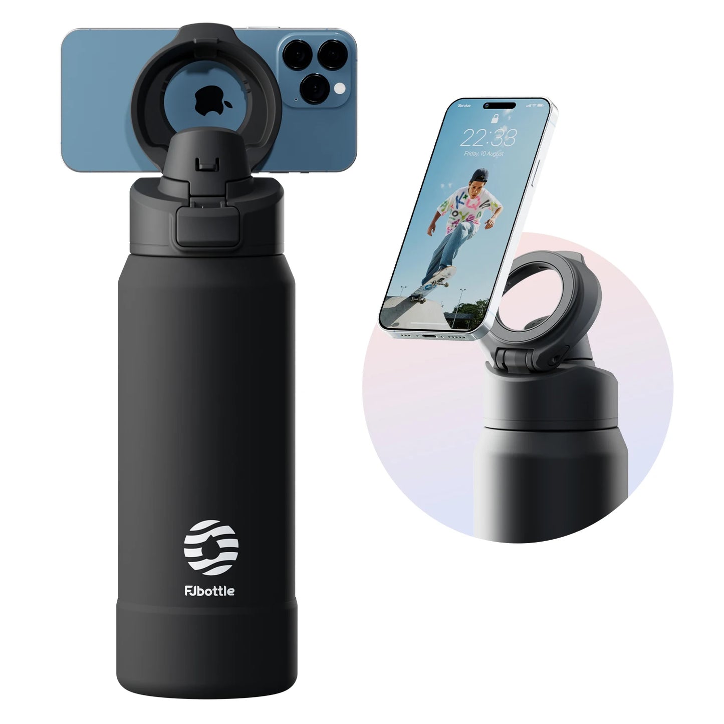 Sports Water Bottle with Magnetic Phone Holder