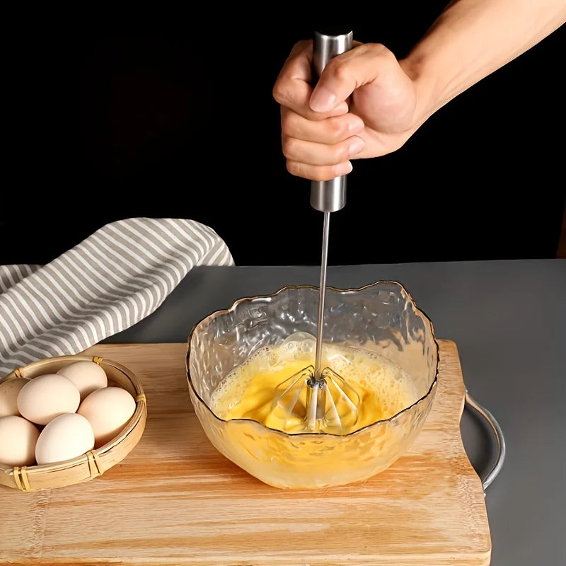 SpinWhirl™ Stainless Steel Push Egg Beater