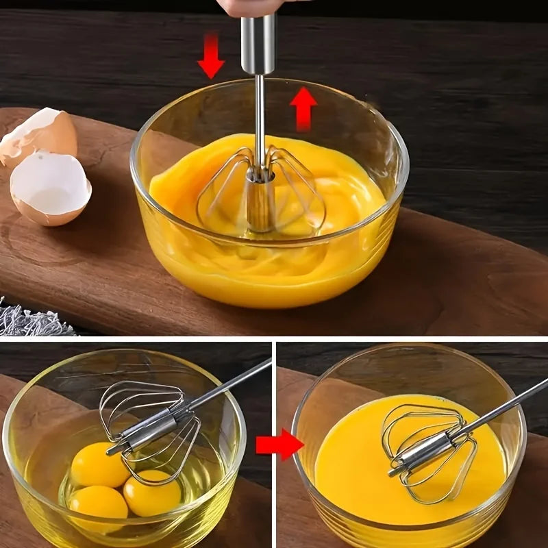 SpinWhirl™ Stainless Steel Push Egg Beater