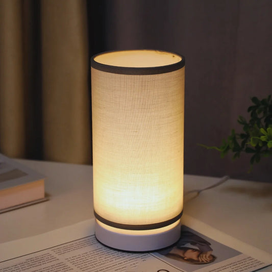 GlowEase™ Soft-Linen Cylinder LED Night Lamp